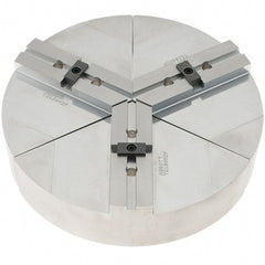 Abbott Workholding Products - 8" Max Chuck Capacity, Tongue & Groove Interface, Round Soft Lathe Chuck Jaw - 3 Jaw, Aluminum, 44.45mm Btw Mount Hole Ctrs, 10" Wide, 2" High, 7.95mm Groove, 3/8" Fastener - Exact Tooling