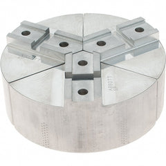 Abbott Workholding Products - 6" Max Chuck Capacity, Serrated Interface, Round Soft Lathe Chuck Jaw - 3 Jaw, Aluminum, 42.88mm Btw Mount Hole Ctrs, 6" Wide, 2" High, 18.75mm Groove, 5/16" Fastener - Exact Tooling