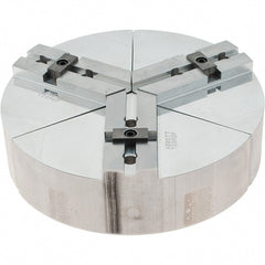 Abbott Workholding Products - 8" Max Chuck Capacity, Tongue & Groove Interface, Round Soft Lathe Chuck Jaw - 3 Jaw, Aluminum, 44.45mm Btw Mount Hole Ctrs, 8" Wide, 2" High, 7.95mm Groove, 3/8" Fastener - Exact Tooling