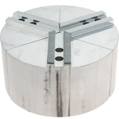 Abbott Workholding Products - 8" Max Chuck Capacity, 1.5mm x 60° Serrated Interface, Round Soft Lathe Chuck Jaw - 3 Jaw, Aluminum, 0.9843" Btw Mount Hole Ctrs, 8" Wide, 4" High, 12mm Fastener - Exact Tooling