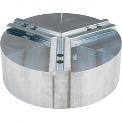 Abbott Workholding Products - 12" Max Chuck Capacity, 1.5mm x 60° Serrated Interface, Round Soft Lathe Chuck Jaw - 3 Jaw, Aluminum, 1.1811" Btw Mount Hole Ctrs, 12" Wide, 4" High, 14mm Fastener - Exact Tooling