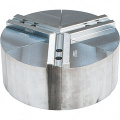 Abbott Workholding Products - 10" Max Chuck Capacity, 1.5mm x 60° Serrated Interface, Round Soft Lathe Chuck Jaw - 3 Jaw, Aluminum, 1.1811" Btw Mount Hole Ctrs, 10" Wide, 4" High, 12mm Fastener - Exact Tooling