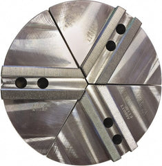 Abbott Workholding Products - 4" Max Chuck Capacity, 1.5mm x 60° Serrated Interface, Round Soft Lathe Chuck Jaw - 3 Jaw, Aluminum, 0.5906" Btw Mount Hole Ctrs, 6" Wide, 2" High, 6mm Fastener - Exact Tooling