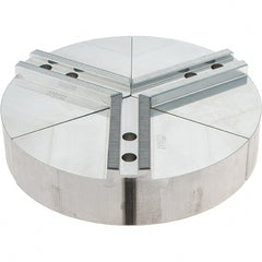 Abbott Workholding Products - 10" Max Chuck Capacity, 1.5mm x 60° Serrated Interface, Round Soft Lathe Chuck Jaw - 3 Jaw, Aluminum, 1.2598" Btw Mount Hole Ctrs, 10" Wide, 2" High, 12mm Fastener - Exact Tooling