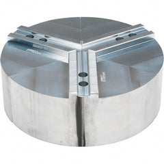 Abbott Workholding Products - 12" Max Chuck Capacity, 1.5mm x 60° Serrated Interface, Round Soft Lathe Chuck Jaw - 3 Jaw, Aluminum, 1.1811" Btw Mount Hole Ctrs, 12" Wide, 4" High, 16mm Fastener - Exact Tooling