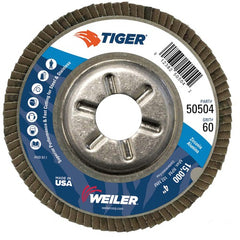 4″ Tiger Disc Abrasive Flap Disc, Angled, Alum. Backing, 60Z, 5/8″ Arbor Hole - Exact Tooling