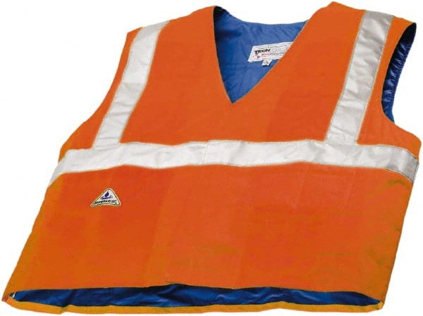 Techniche - Size S/M, High Visibility Orange Cooling Vest - Hook & Loop Front, Polyester, HyperKewl - Exact Tooling