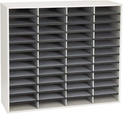 FELLOWES - 38-1/4" Wide x 11-7/8" Deep x 34-11/16" High, 48 Compartments, Corrugated Fiberboard & Laminated Literature Organizer - Dove Gray, 9" Compartment Width x 2-1/2" Compartment Depth x 11" Compartment Height - Exact Tooling