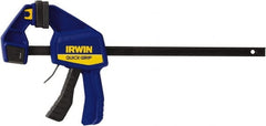 Irwin - 12" Capacity, 3-3/16" Throat Depth Carbon Steel Bar Clamp - 300 Lb Clamping Pressure, 19-1/4" OAL, 492.13mm Max Spread - Exact Tooling