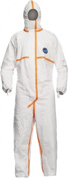 Dupont - Size 3XL Tyvek General Purpose Coveralls - White, Zipper Closure, Elastic Cuffs with Thumb-loop, Elastic Ankles, Taped Seams - Exact Tooling