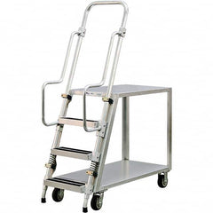 New Age Industrial - 69-1/2" High 800 Lb Capacity 3 Step Stock-Picking Ladder - Exact Tooling