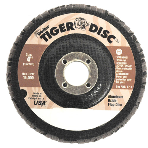 ‎4-1/2″ Tiger Disc Abrasive Flap Disc, Flat, Phenolic Backing, 80AO, 5/8″-11 UNC Nut - Exact Tooling