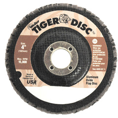 ‎7″ Tiger Disc Abrasive Flap Disc, Flat, Phenolic Backing, 80AO, 5/8″-11 UNC Nut - Exact Tooling