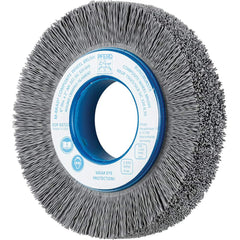 PFERD - Wheel Brushes; Outside Diameter (Inch): 6 ; Wire Type: Crimped; Round ; Fill Material: Nylon; Silicon Carbide ; Trim Length (Inch): 1-1/4 ; Filament Wire Diameter Range: 0.0200-0.0299 ; Maximum RPM: 3600.000 - Exact Tooling
