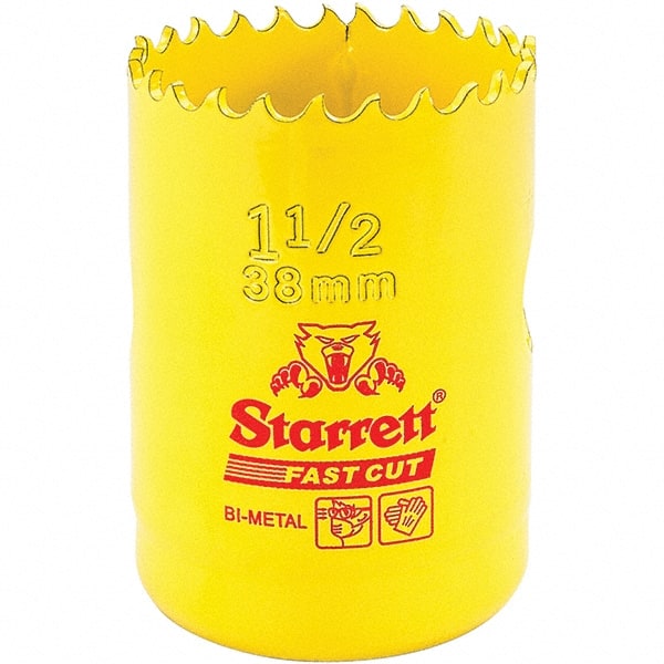 Starrett - 1-1/2" Diam, 1-5/8" Cutting Depth, Hole Saw - High Speed Steel Saw, Toothed Edge - Exact Tooling