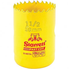 Starrett - 1-1/2" Diam, 1-5/8" Cutting Depth, Hole Saw - High Speed Steel Saw, Toothed Edge - Exact Tooling