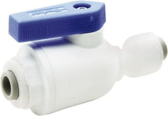 Parker - 1/4 x 3/8" Pipe, Full Port, Polypropylene Valve Union Connector Ball Valve - Bi-Directional, Push-to-Connect x Push-to-Connect Ends, Wedge Handle, 150 WOG - Exact Tooling