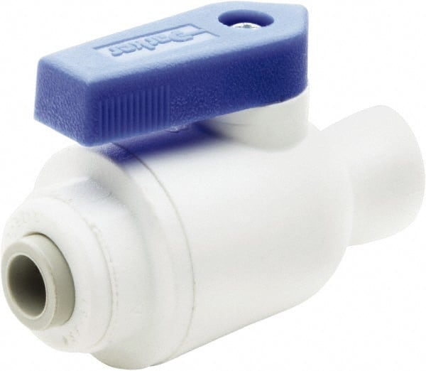 Parker - 1/8" Pipe, Full Port, Polypropylene Valve Female Connector Ball Valve - Bi-Directional, Push-to-Connect x FNPT Ends, Wedge Handle, 150 WOG - Exact Tooling