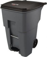 Rubbermaid - 95 Gal Gray Rectangle Trash Can - Plastic, None Graphic, 46.02" High x 28.6" Wide, Lid Included - Exact Tooling