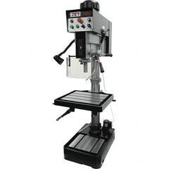 Jet - 10-7/16" Swing, Variable Speed Pulley Drill & Tap Press - Variable Speed, 2 hp, Three Phase - Exact Tooling