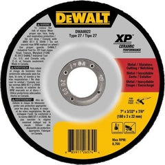 DeWALT - 24 Grit, 7" Wheel Diam, 7/8" Arbor Hole, Type 27 Depressed Center Wheel - Coarse/Medium Grade, Ceramic, N Hardness, 8,700 Max RPM - Exact Tooling