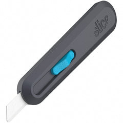 Slice - Nonsparking Ambidextrous Retractable Blade Utility Knife - 2-9/16" Blade Length, Black & Blue, Ceramic Blade, Glass Filled Nylon & Steel Handle - Exact Tooling