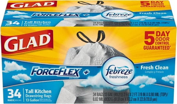 Glad - Pack of (6) 34-Count 13 Gal 0.9 mil Household/Office Trash Bags - Exact Tooling