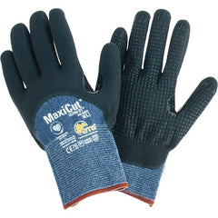 ATG - Size L, ANSI Cut Lvl A3, Cut Resistant Gloves - Palm, Fingers & Knuckles Coated, Blue/Black - Exact Tooling