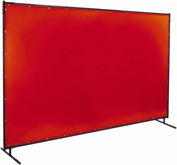 Steiner - 6' Wide x 10' High, 40mm Thickness, Transparent Vinyl Portable Welding Screen - Orange - Exact Tooling