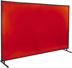 Steiner - 6' Wide x 10' High, 40mm Thickness, Transparent Vinyl Portable Welding Screen - Orange - Exact Tooling