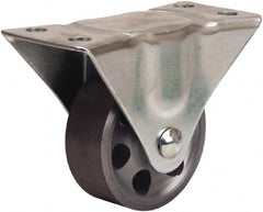 Hamilton - 2-1/2" Diam x 1" Wide x 3-1/4" OAH Top Plate Mount Rigid Caster - Cast Iron, 200 Lb Capacity, Plain Bore Bearing, 2-1/4 x 4-1/2" Plate - Exact Tooling