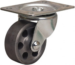 Hamilton - 2-1/2" Diam x 1" Wide x 3-1/4" OAH Top Plate Mount Swivel Caster - Cast Iron, 200 Lb Capacity, Plain Bore Bearing, 2-1/4 x 4-1/2" Plate - Exact Tooling