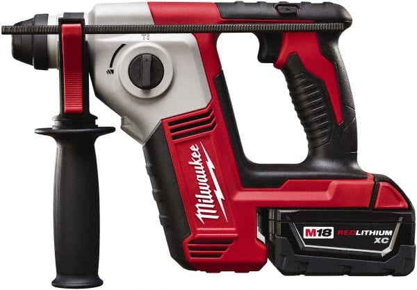 Milwaukee Tool - 18 Volt SDS Plus Chuck Cordless Rotary Hammer - 0 to 7,000 BPM, 0 to 1,300 RPM, Reversible - Exact Tooling