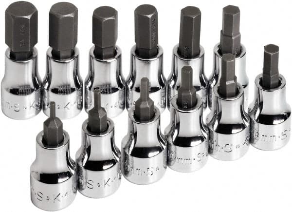 SK - 12 Piece 3/8" Drive Metric Hex Bit Socket Set - 2 to 12mm Hex - Exact Tooling