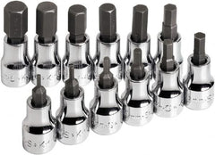 SK - 12 Piece 3/8" Drive Metric Hex Bit Socket Set - 2 to 12mm Hex - Exact Tooling