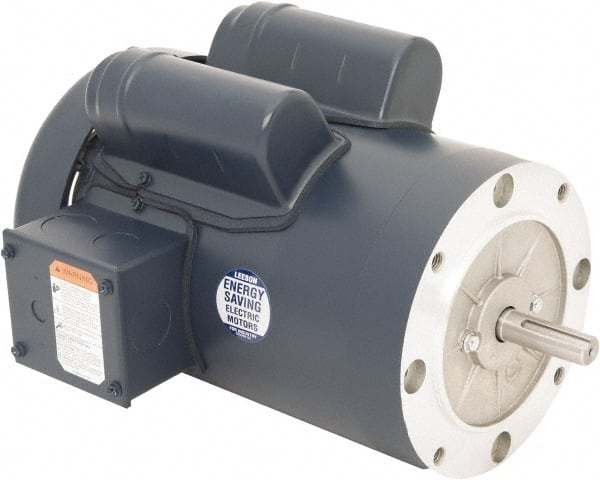 Leeson - 1-1/2 Max hp, 1,800 Max RPM, Grain Stirring Electric AC DC Motor - 115/208-230 V Input, Single Phase, 56HZ Frame, 7/8" Shaft Diam, Rigid Base Mount, TEFC Enclosure - Exact Tooling
