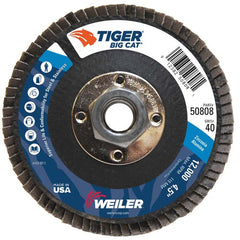 4-1/2″ Big Cat Abrasive Flap Disc, Flat, Phenolic Backing, 40Z, 5/8″-11 UNC Nut - Exact Tooling