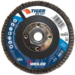 4-1/2″ Big Cat Abrasive Flap Disc, Flat, Phenolic Backing, 60Z, 5/8″-11 UNC Nut - Exact Tooling