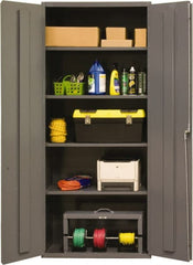 Durham - 4 Shelf Locking Storage Cabinet - Steel, 36" Wide x 18" Deep x 84" High, Gray - Exact Tooling