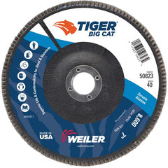 7″ Big Cat Abrasive Flap Disc, Flat, Phenolic Backing, 40Z, 7/8″ Arbor Hole - Exact Tooling