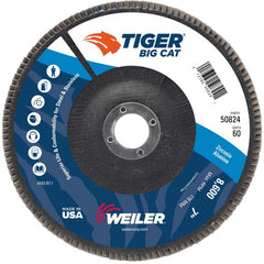 7″ Big Cat Abrasive Flap Disc, Flat, Phenolic Backing, 60Z, 7/8″ Arbor Hole - Exact Tooling