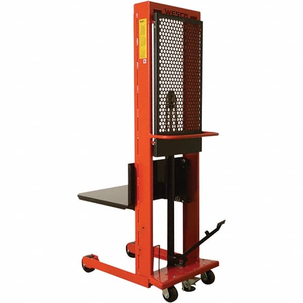 Wesco Industrial Products - 1,000 Lb Capacity, 60" Lift Height, Steel Stacker Manually Operated Lift - Exact Tooling