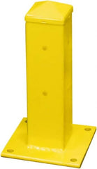 Hallowell - 18" High, Yellow Steel Post Protector - 7" Wide x 7" Long Mounting Plate, 13 Lb - Exact Tooling