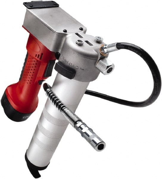 Legacy - 6,000 Max psi, Flexible Battery-Operated Grease Gun - 14 oz Capacity, 1/8 Thread Outlet, Bulk, Filler Pump & Cartridge Fill - Exact Tooling