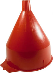 Funnel King - 6 Qt Capacity Polyethylene Funnel - 8-1/4" Mouth OD, 1-5/16" Tip OD, 1-5/8" Straight Spout, Red - Exact Tooling