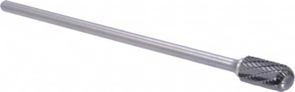M.A. Ford - 1/2" Cut Diam, 1/4" Shank Diam, Cylinder with Radius Head Double Cut Burr - Carbide, Radius End, 1" LOC, 7" OAL - Exact Tooling