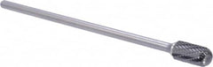 M.A. Ford - 1/2" Cut Diam, 1/4" Shank Diam, Cylinder with Radius Head Double Cut Burr - Carbide, Radius End, 1" LOC, 7" OAL - Exact Tooling