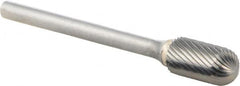 M.A. Ford - 1/4" Cut Diam, 1/8" Shank Diam, Cylinder with Radius Head Double Cut Burr - Carbide, Radius End, 1/2" LOC, 2" OAL - Exact Tooling