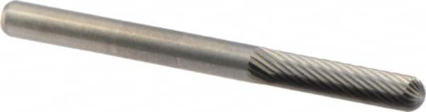 M.A. Ford - 1/8" Cut Diam, 1/8" Shank Diam, Cylinder with Radius Head Fine Cut Burr - Carbide, Radius End, 9/16" LOC, 1-1/2" OAL - Exact Tooling