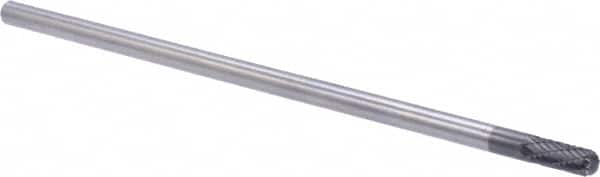 M.A. Ford - 1/4" Cut Diam, 1/4" Shank Diam, Cylinder with Radius Head Double Cut Burr - Carbide, Radius End, 5/8" LOC, 6-5/8" OAL - Exact Tooling